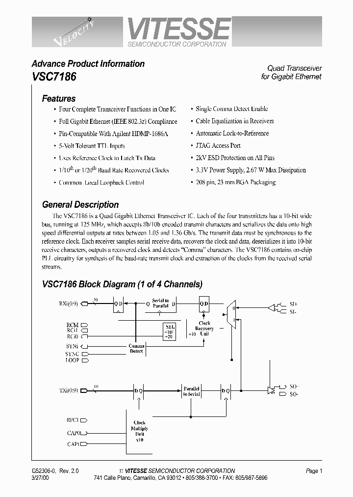 VSC7186_613419.PDF Datasheet