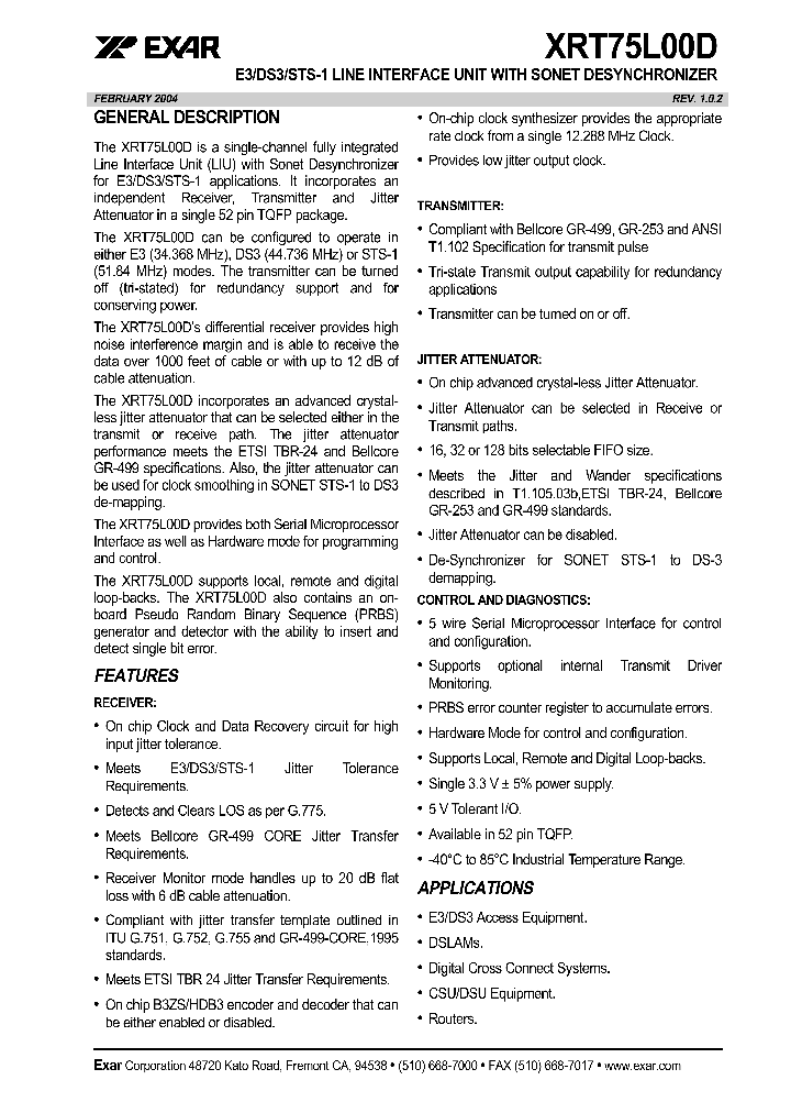 XRT75L00D_627878.PDF Datasheet