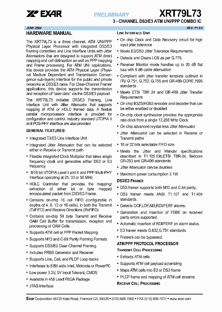 XRT79L73IB_627849.PDF Datasheet