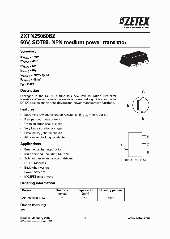 ZXTN25060BZTA_731134.PDF Datasheet