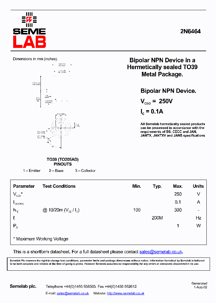 SF2N6464_947681.PDF Datasheet