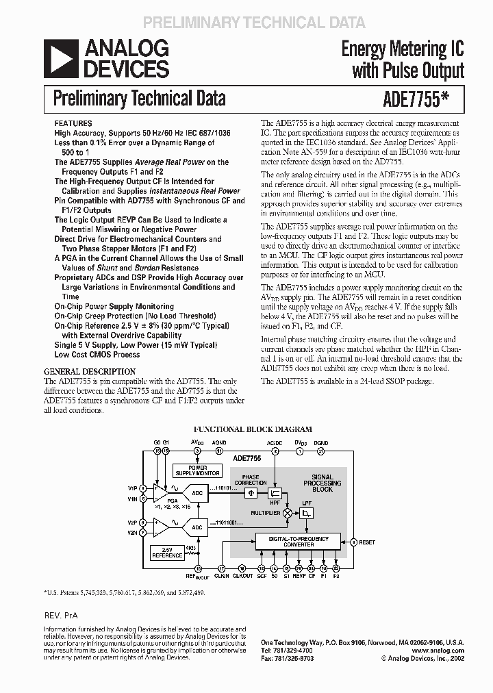 ADE7755ARS_900276.PDF Datasheet