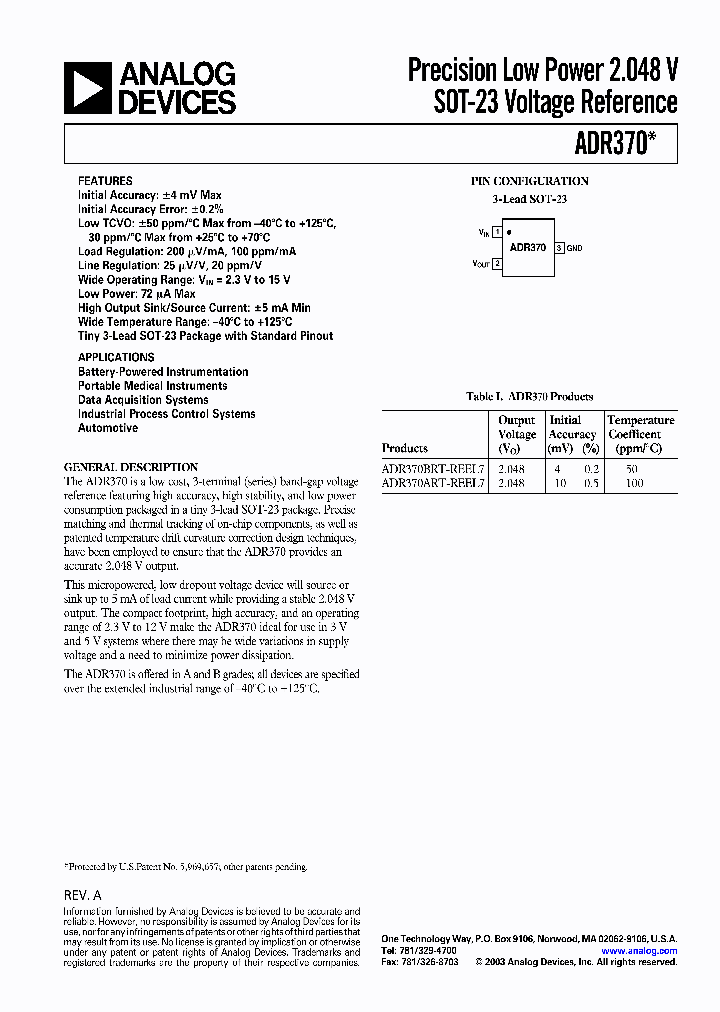 ADR370ART-REEL7_1027349.PDF Datasheet