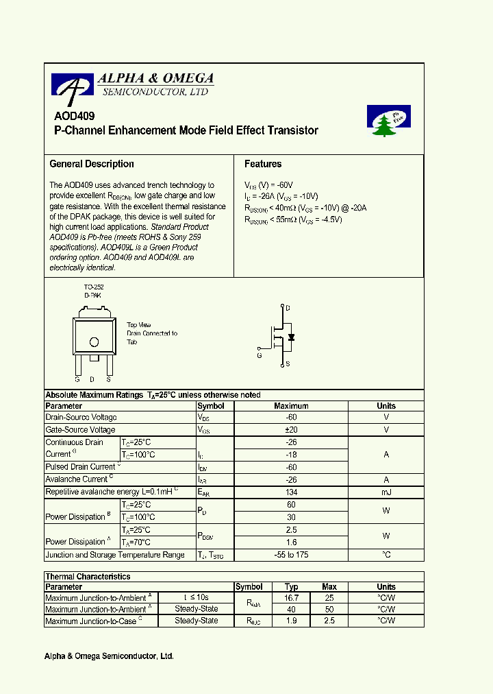 AOD409_913500.PDF Datasheet