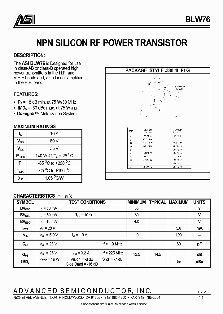 BLW76_943303.PDF Datasheet