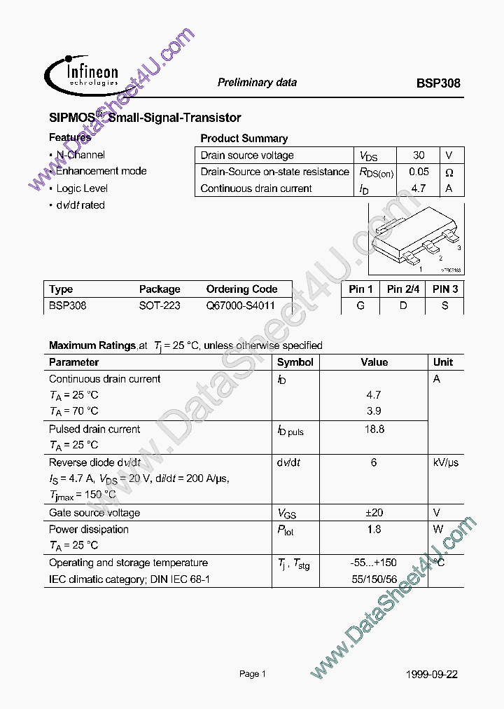 BSP308_943168.PDF Datasheet