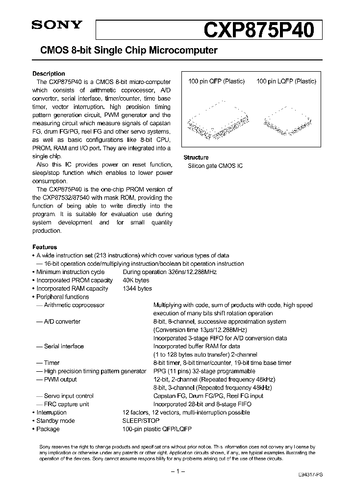 CXP875P40_1017880.PDF Datasheet