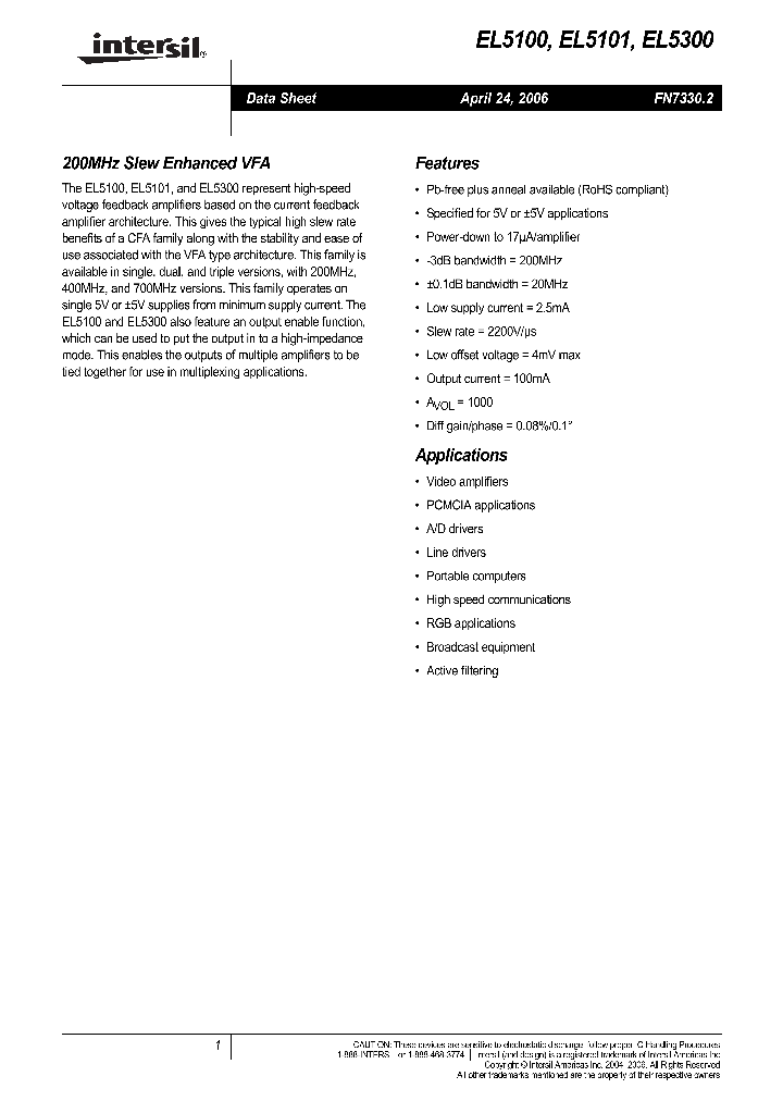 EL5100ISZ_710118.PDF Datasheet