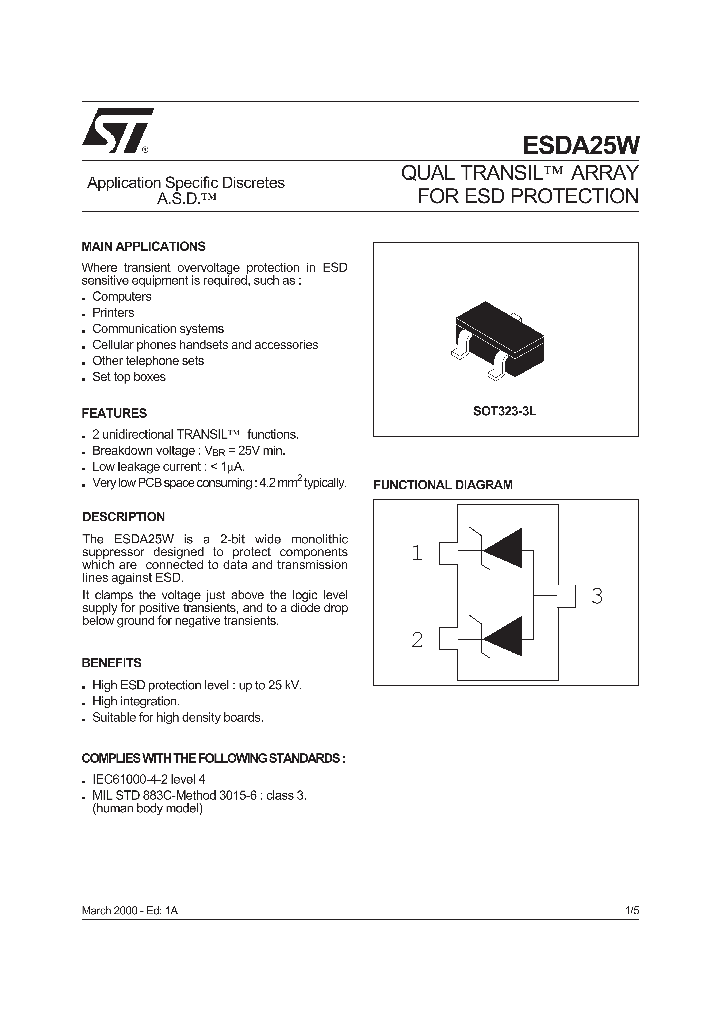 ESDA25W_960209.PDF Datasheet