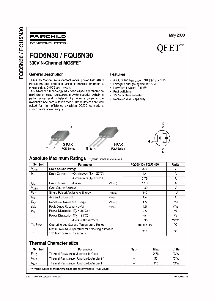 FQU5N30_871234.PDF Datasheet