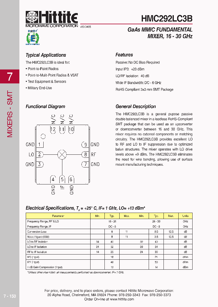 HMC292LC3B_618562.PDF Datasheet