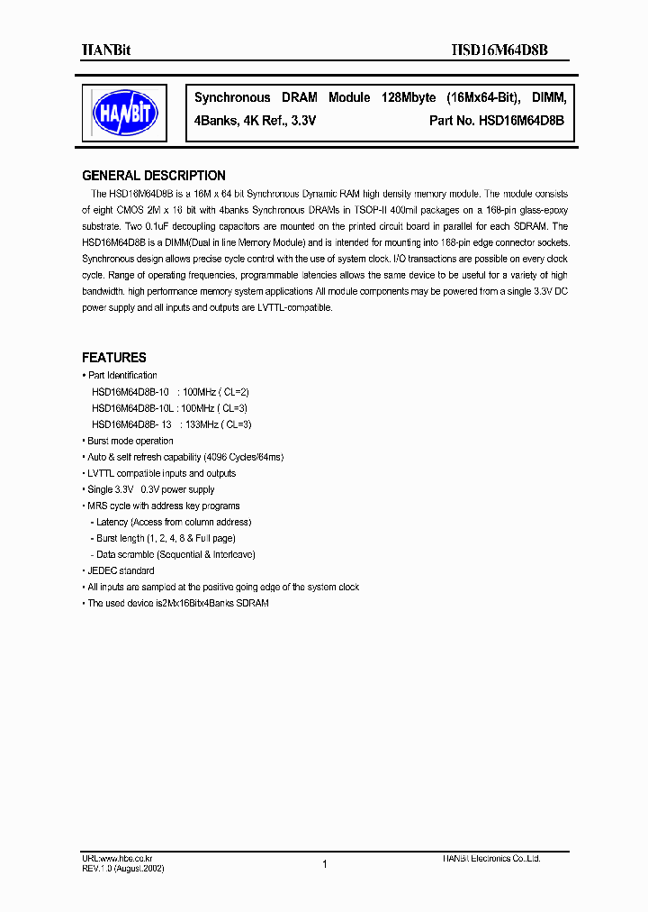 HSD16M64D8B_630113.PDF Datasheet
