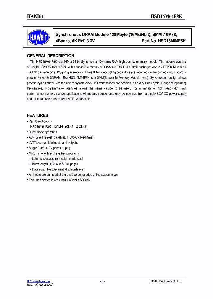 HSD16M64F8K_622574.PDF Datasheet