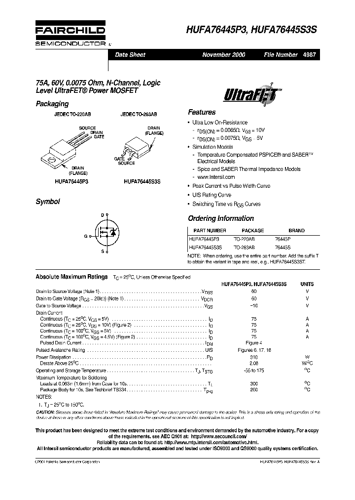 HUFA76445P3_912915.PDF Datasheet