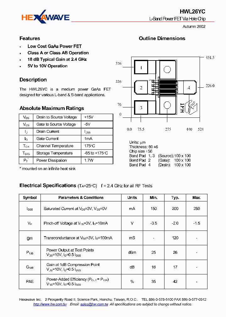 HWL26YC_663810.PDF Datasheet