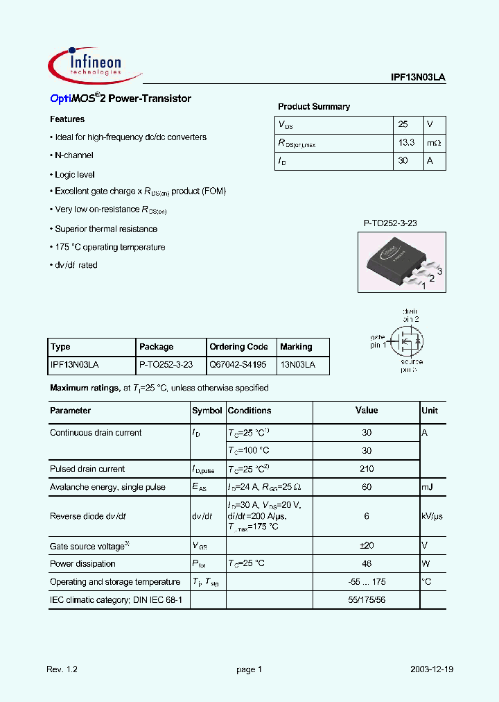 IPF13N03LA_657180.PDF Datasheet