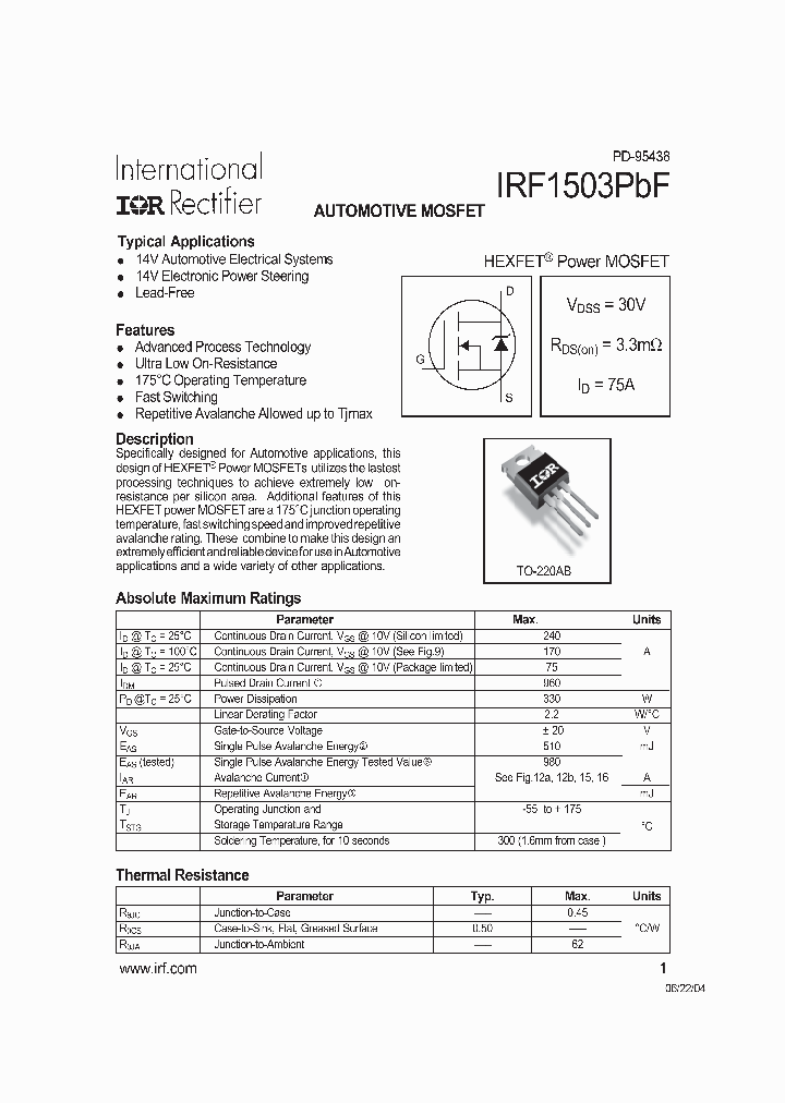 IRF1503PBF_728875.PDF Datasheet