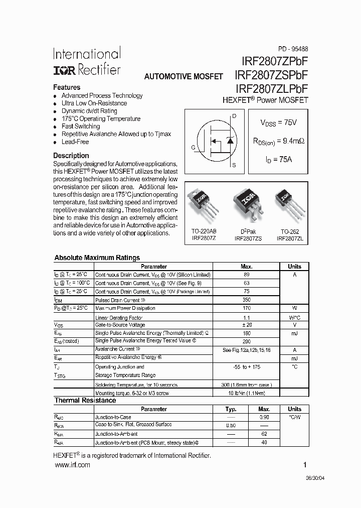 IRF2807ZSPBF_686683.PDF Datasheet
