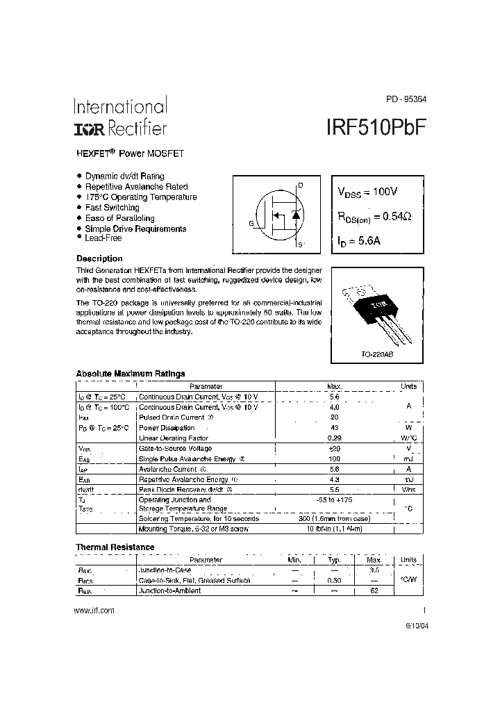 IRF510PBF_667311.PDF Datasheet