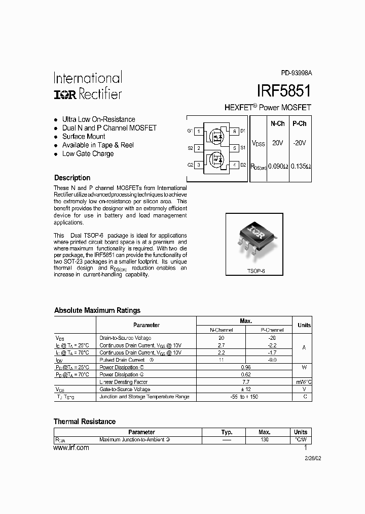 IRF5851_763169.PDF Datasheet