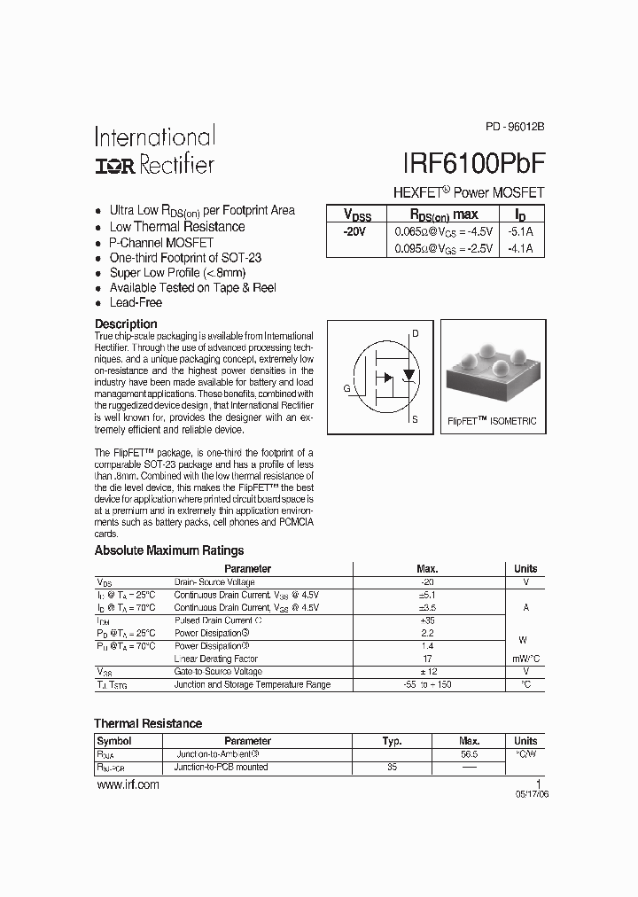 IRF6100PBF_709772.PDF Datasheet