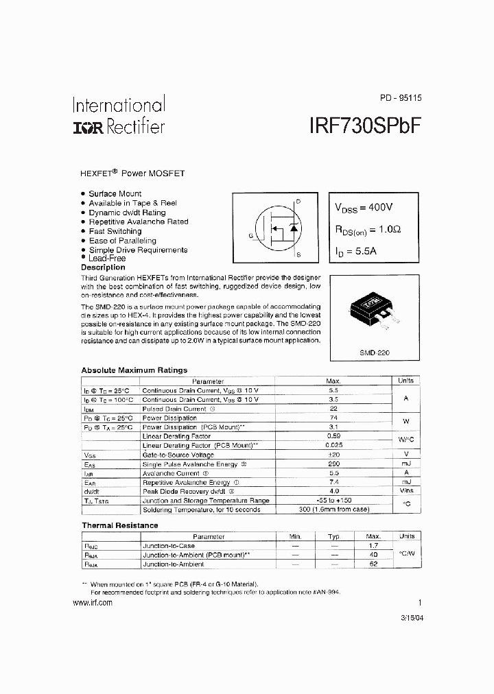 IRF730SPBF_709764.PDF Datasheet