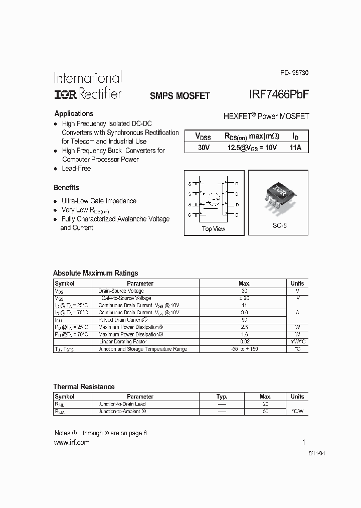 IRF7466PBF_922536.PDF Datasheet