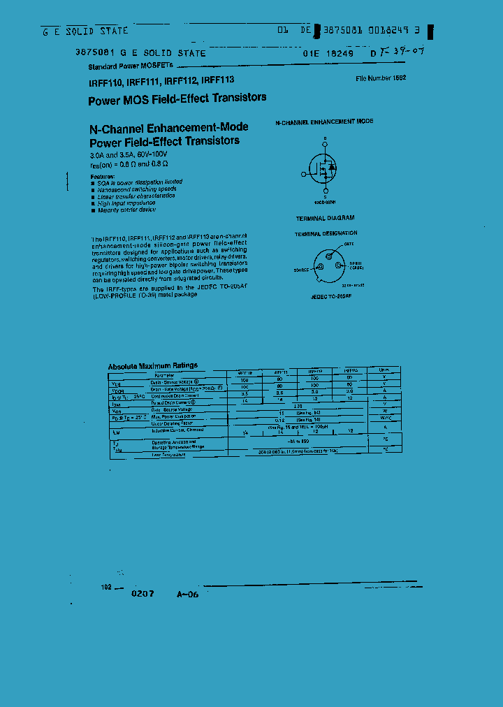 IRFF110_713230.PDF Datasheet