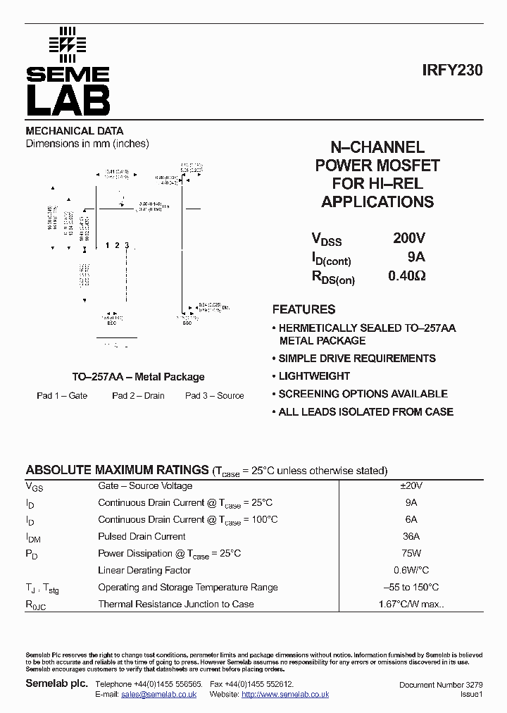 IRFY230_1009812.PDF Datasheet
