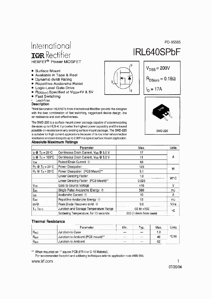 IRL640SPBF_709363.PDF Datasheet