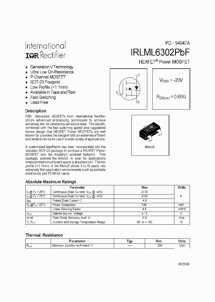IRLML6302PBF_907241.PDF Datasheet