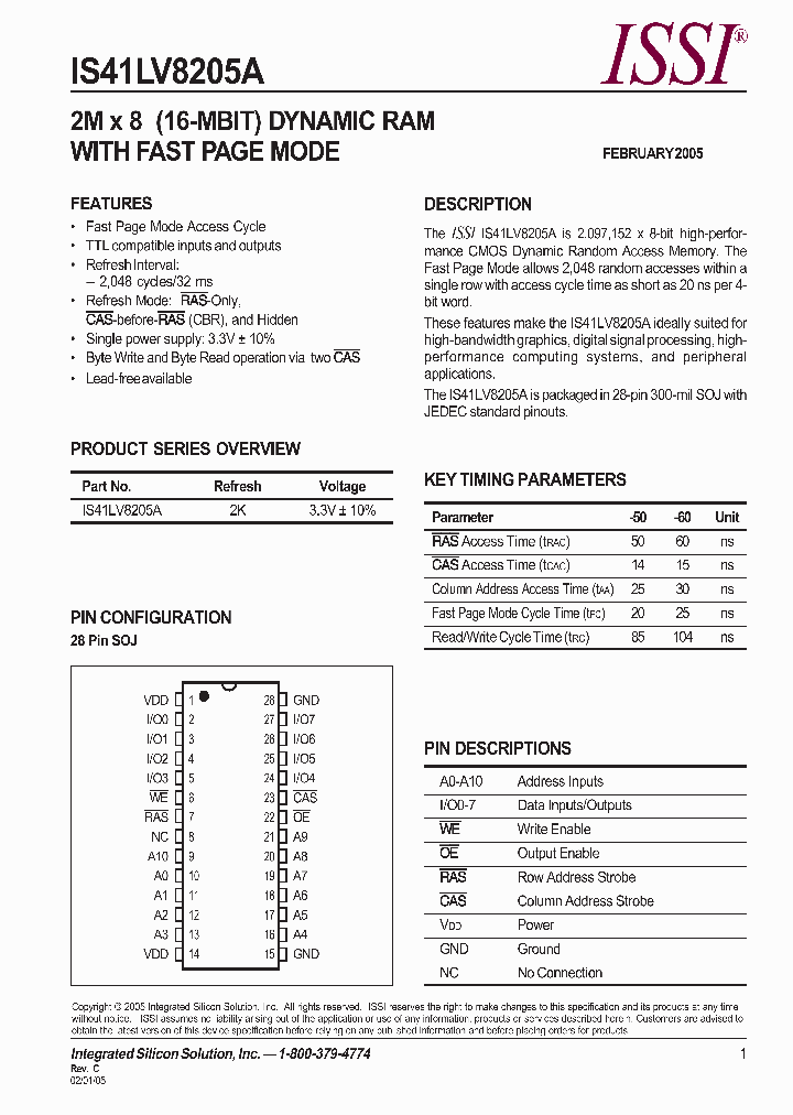 IS41LV8205A_661544.PDF Datasheet