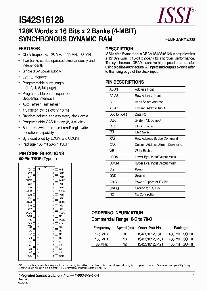 IS42S16128_1023787.PDF Datasheet