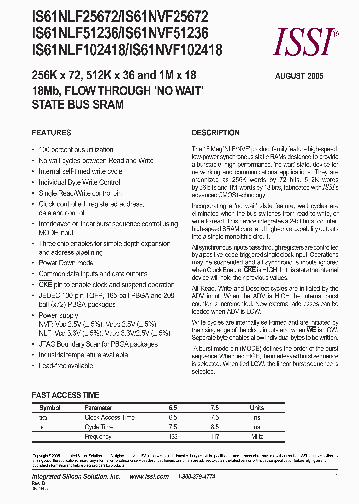 IS61NVF51236_660716.PDF Datasheet