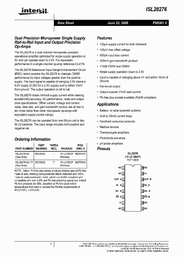 ISL28276IAZ-T_711382.PDF Datasheet