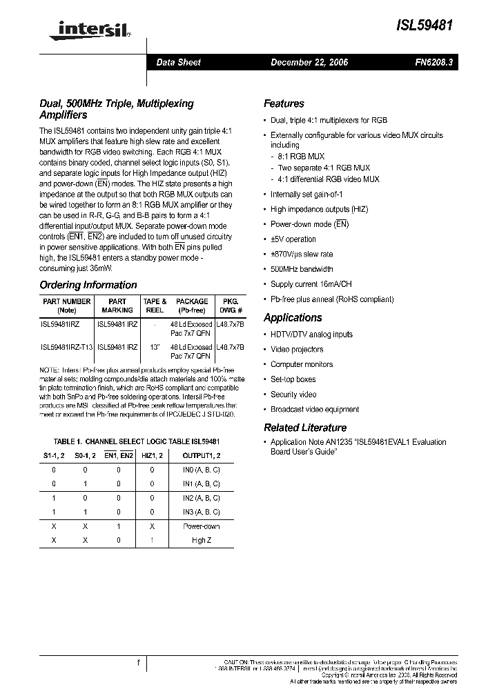 ISL59481_711069.PDF Datasheet