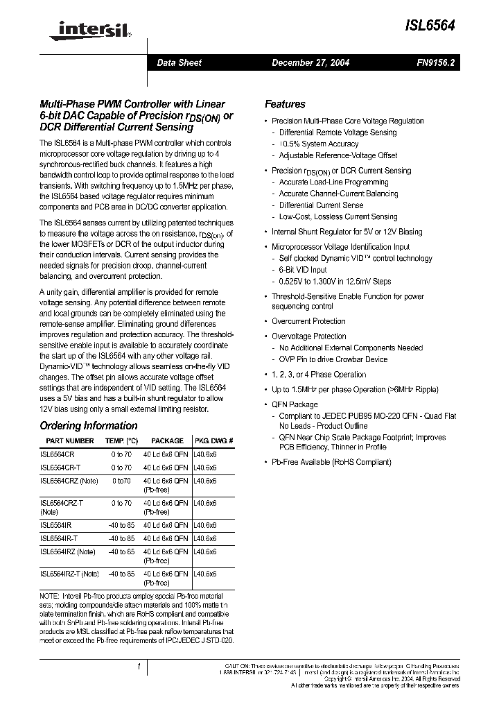 ISL6564_710913.PDF Datasheet