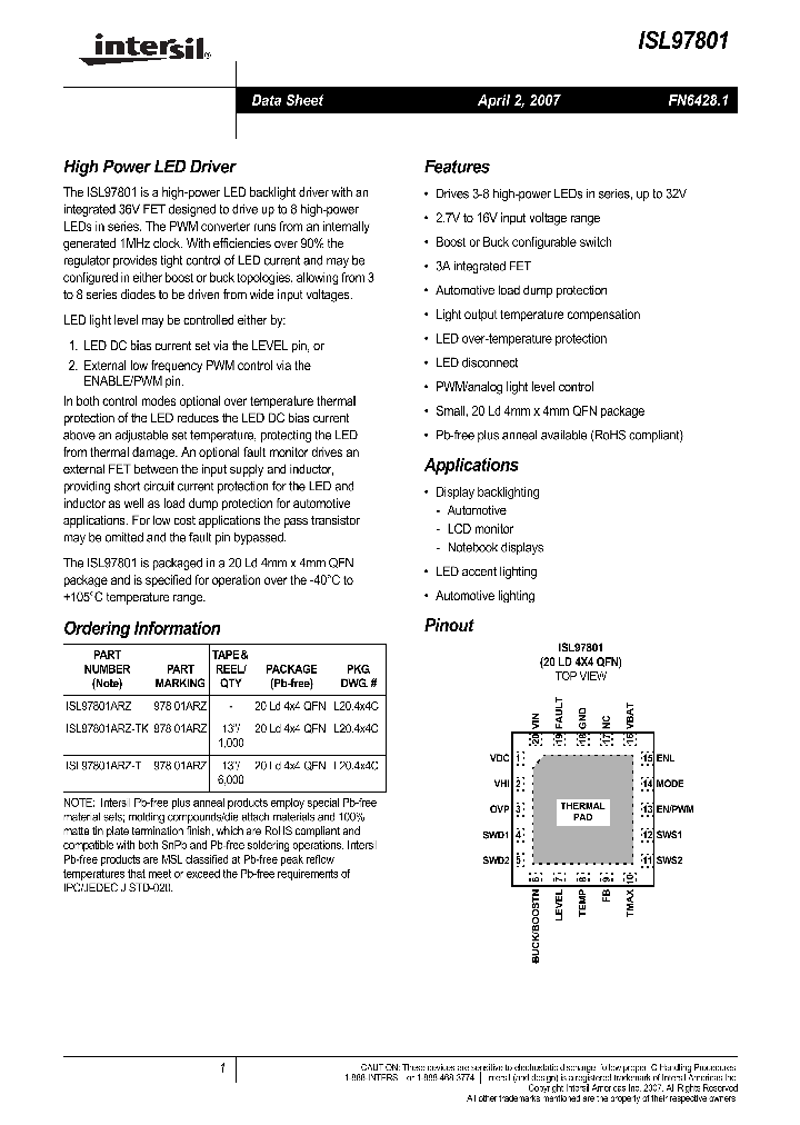 ISL97801ARZ-T_710492.PDF Datasheet