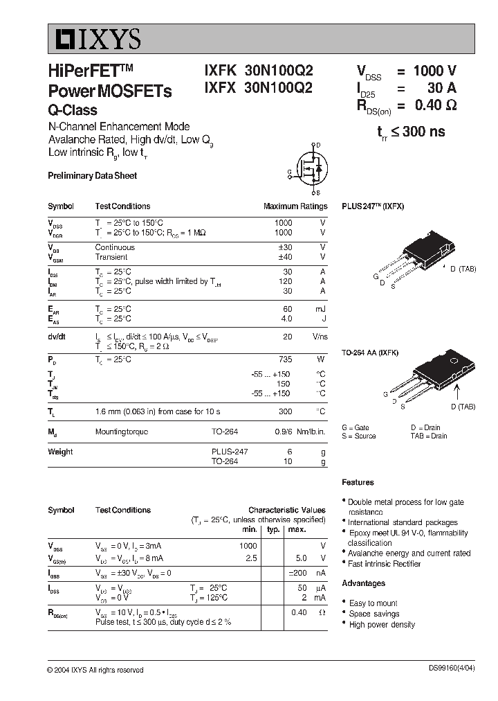 IXFK30N100Q2_714924.PDF Datasheet