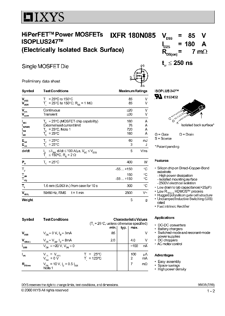 IXFR180N085_603587.PDF Datasheet