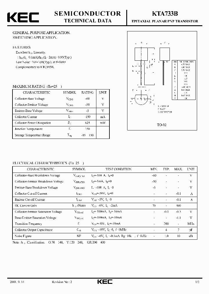 KTA733B_1015115.PDF Datasheet