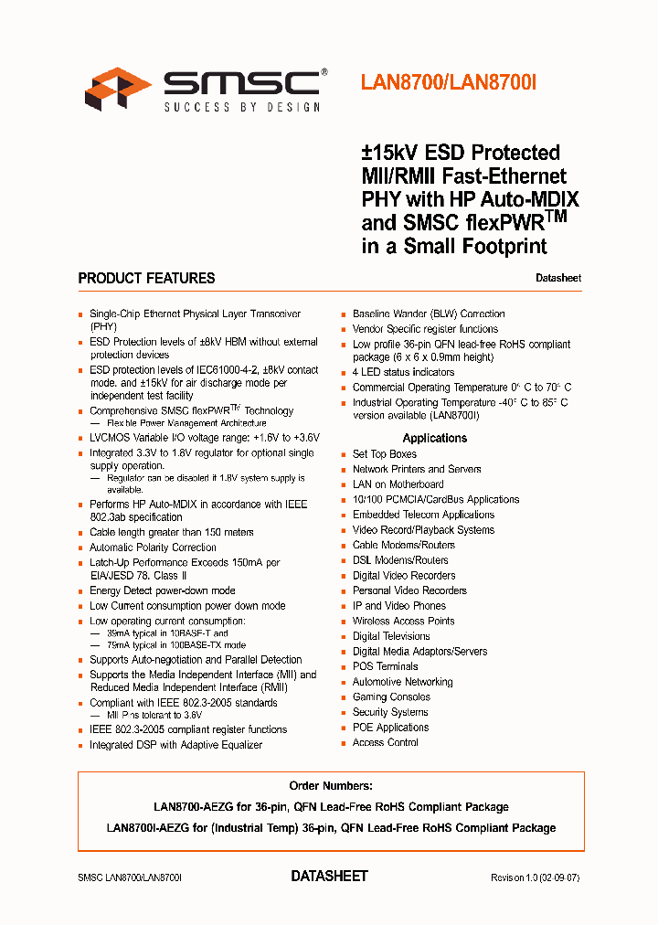 LAN8700_733207.PDF Datasheet