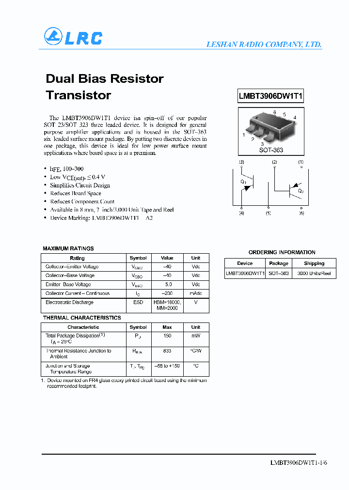 LMBT3906DW1T1_884649.PDF Datasheet