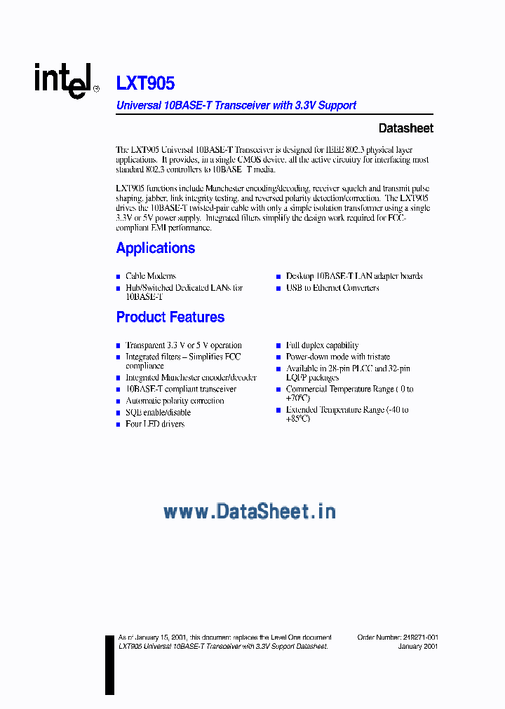 LXT905_951326.PDF Datasheet