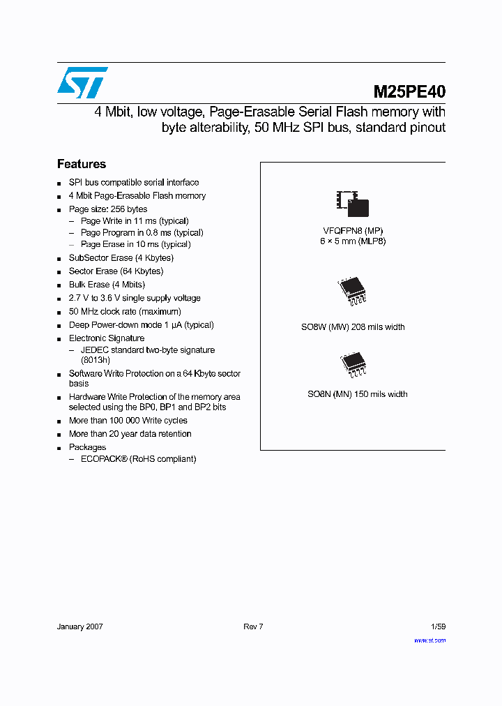 M25PE40_740403.PDF Datasheet