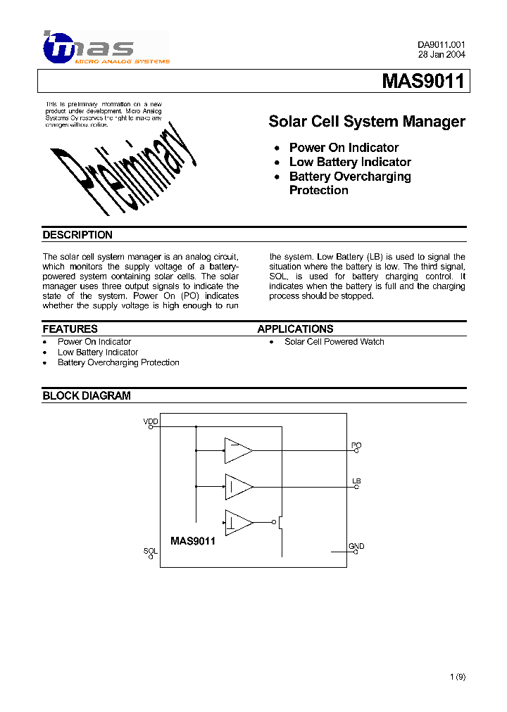 MAS9011_732353.PDF Datasheet