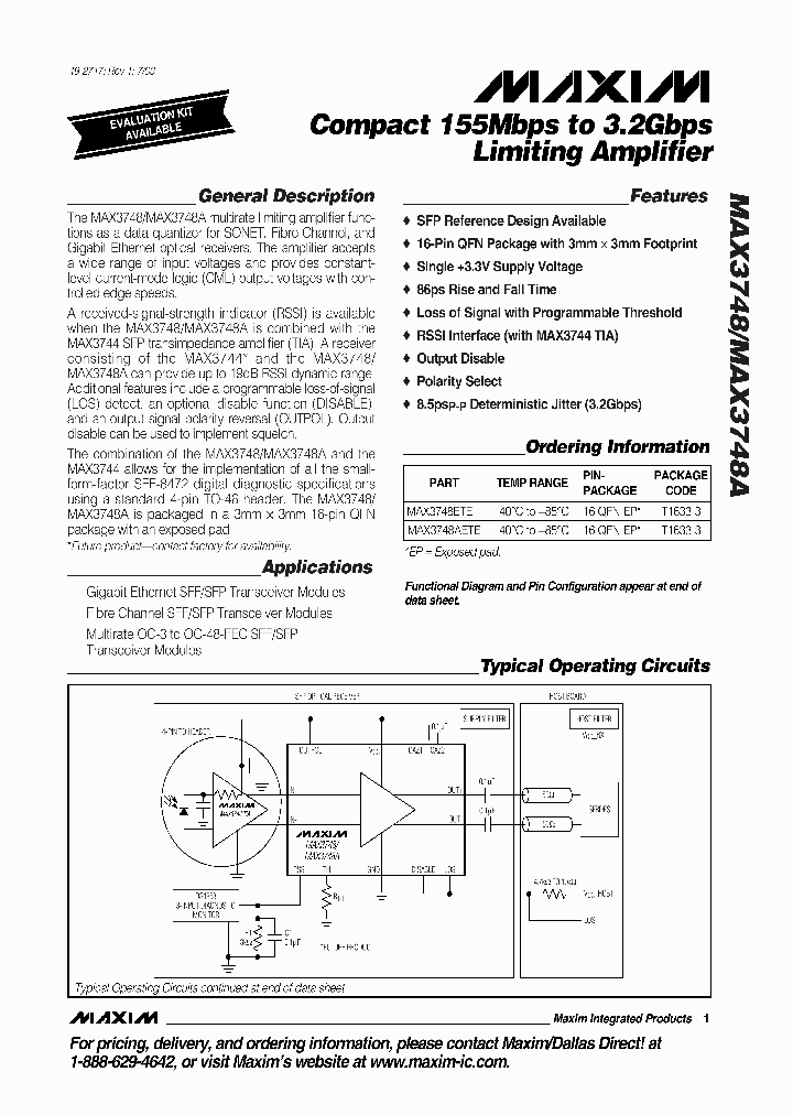 MAX3748AETE_861798.PDF Datasheet