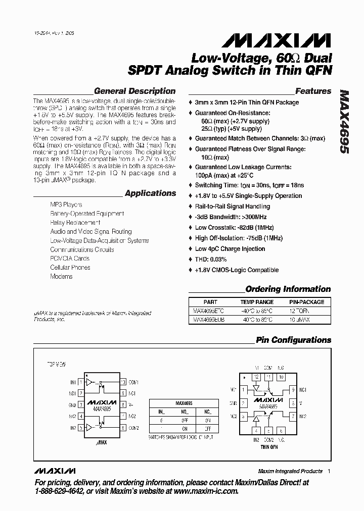 MAX4695ETC_693502.PDF Datasheet