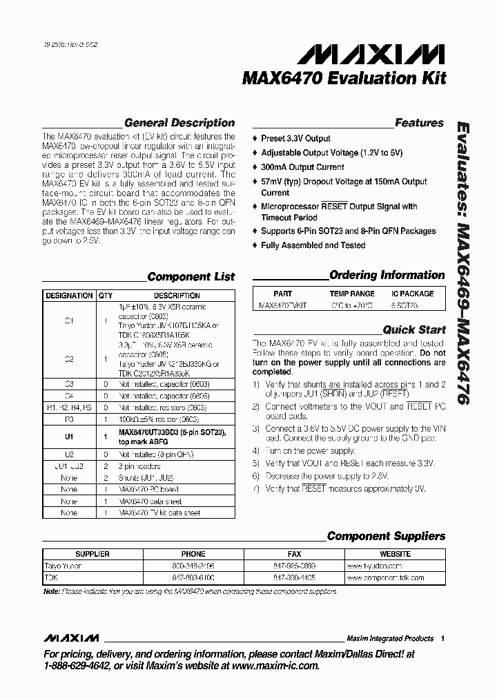 MAX6470EVKIT_664437.PDF Datasheet