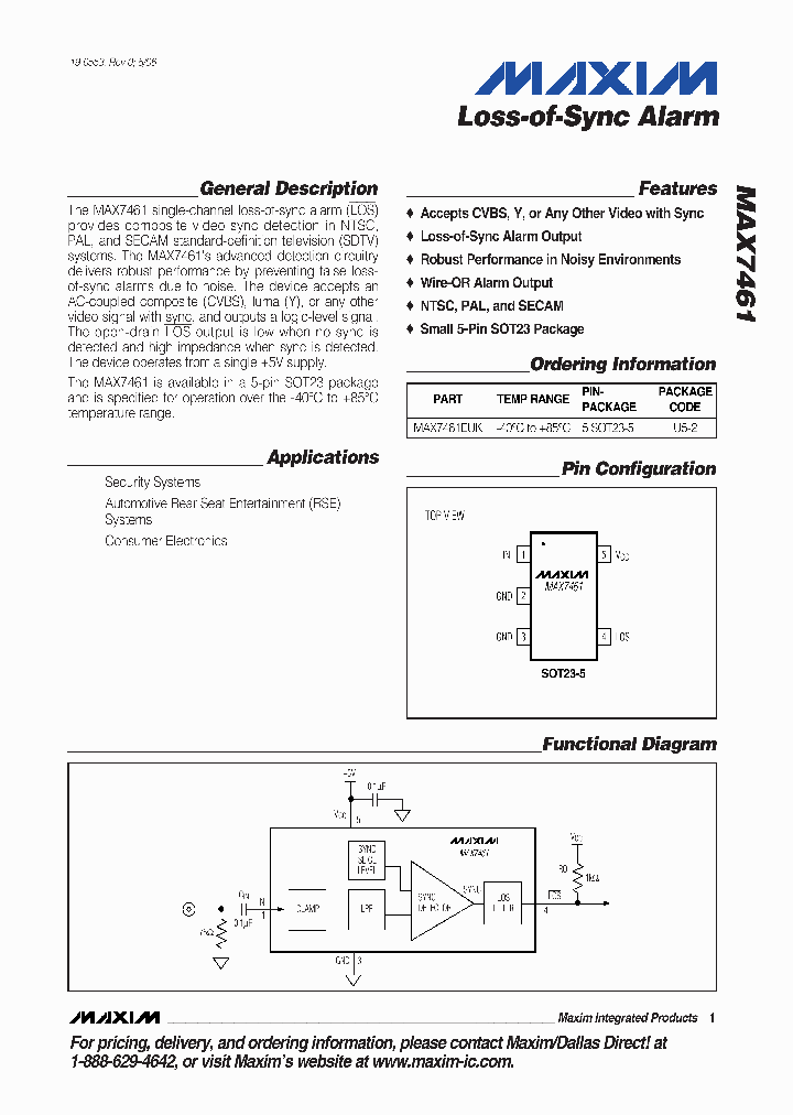 MAX7461EUK_932596.PDF Datasheet